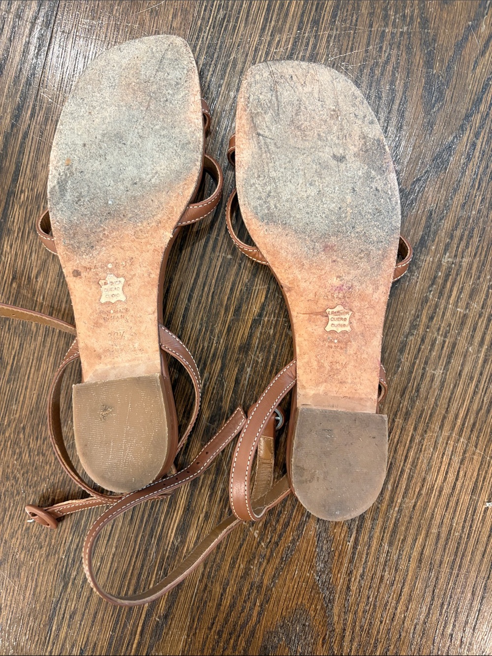 Margaux Tan Leather Strappy Ankle-Wrap Sandals - Picture 13 of 14